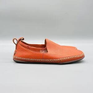 UGG Shoes Womens 7 Orange Leather Delfina Shearling Slip On Cozy Slippers Flat